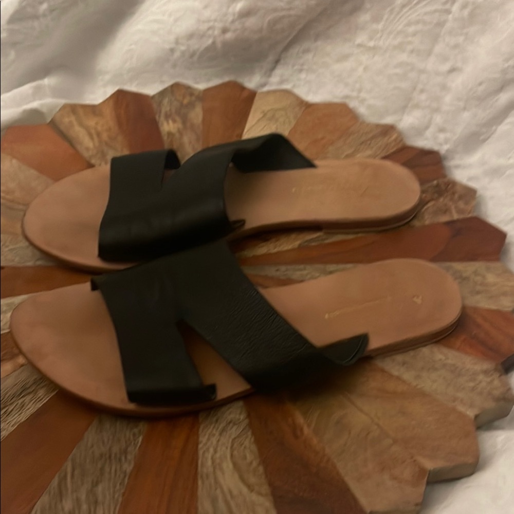 Anthropologie Black Leather Sandals
